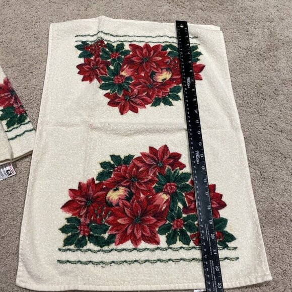 Vintage Cannon Christmas Holiday Dish Hand Towel 24x15 Poinsettia Lot of 3 NWOT - Picture 7 of 10
